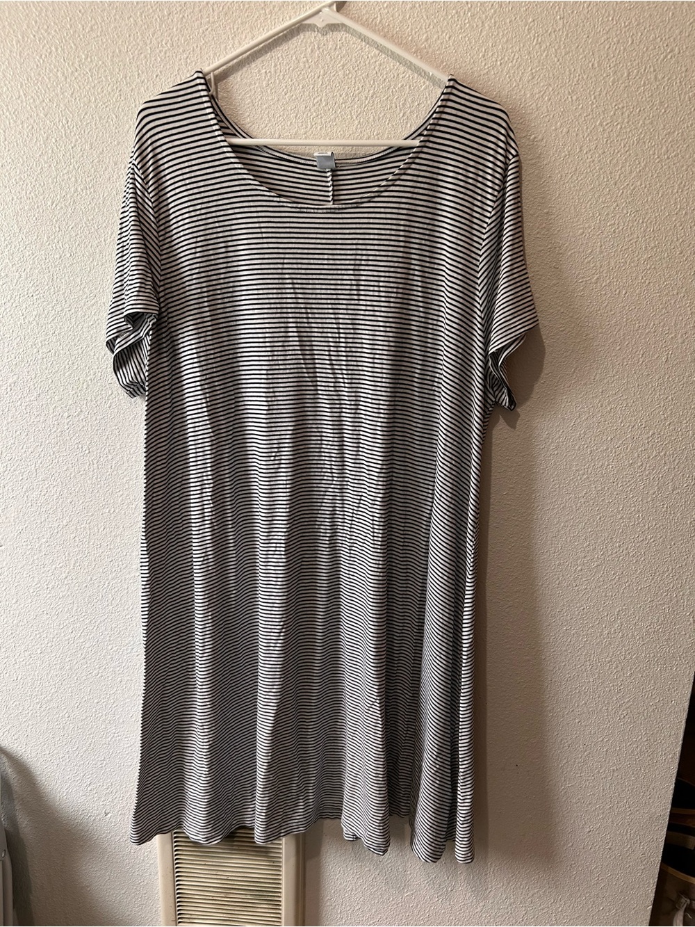 White and Black Midi Stripe Dress